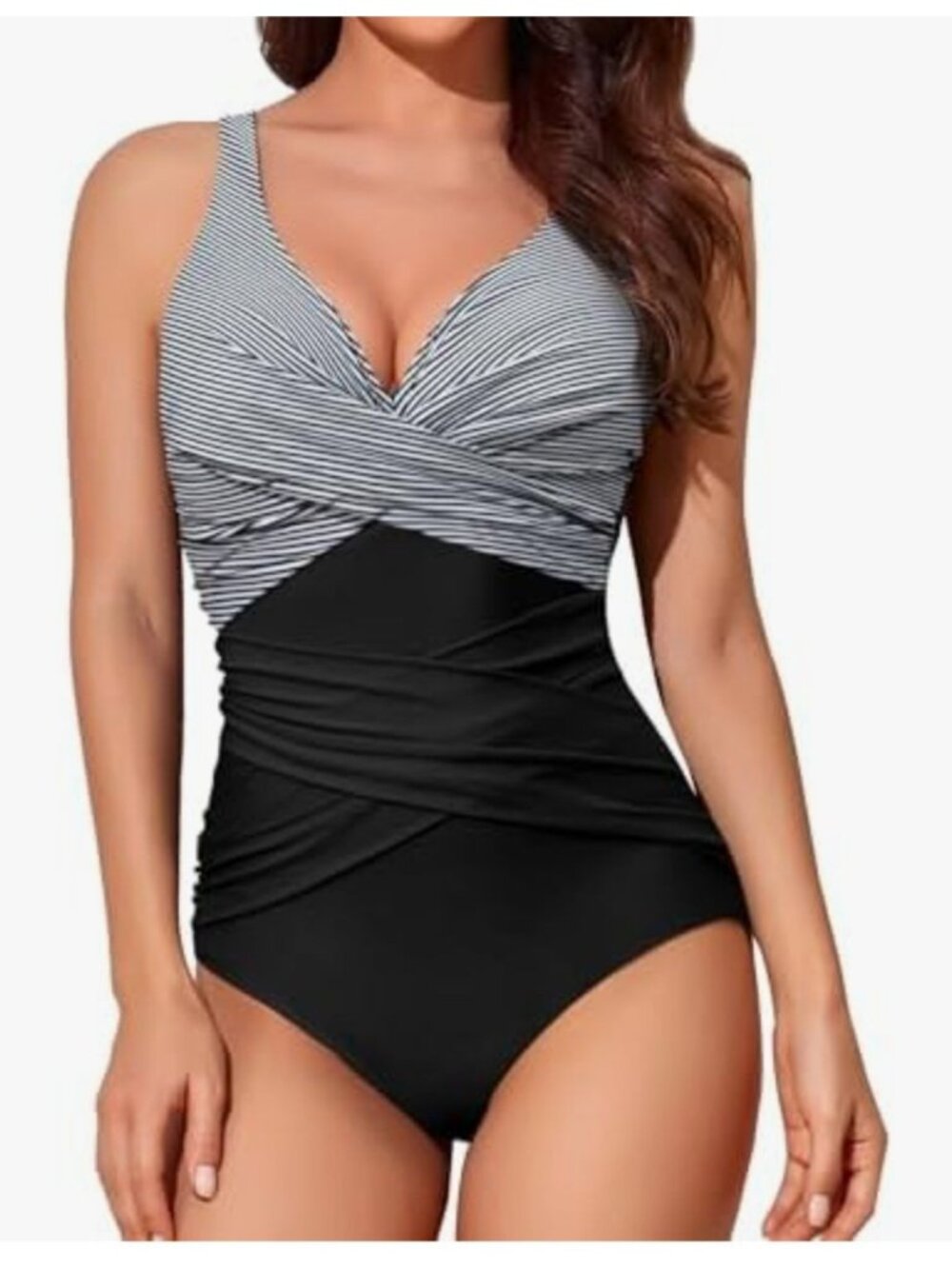 Womens XL Tummy Control One-Piece Swimsuit Ruched Slimming Design & Adj Straps